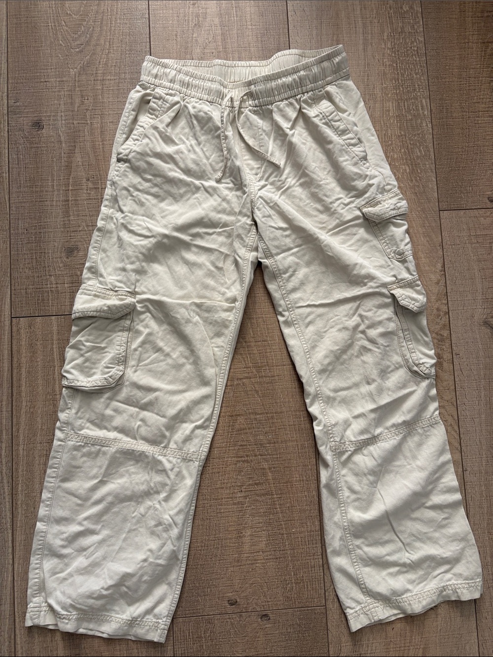 Old Navy Cream Wide-Leg Cargo Jumpsuit-Style Pants